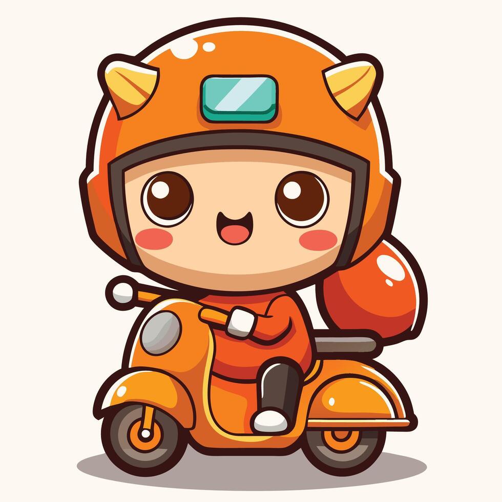 cartoon character riding on a scooter vector
