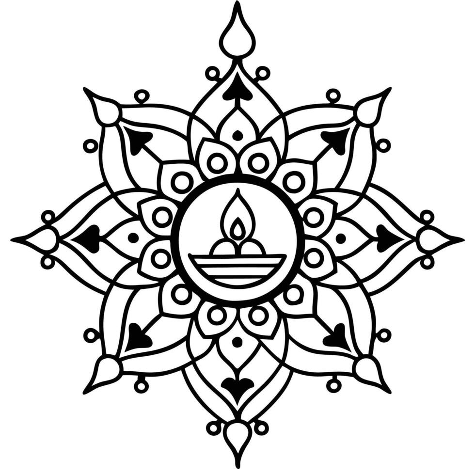 a black and white drawing of a mandala with vector