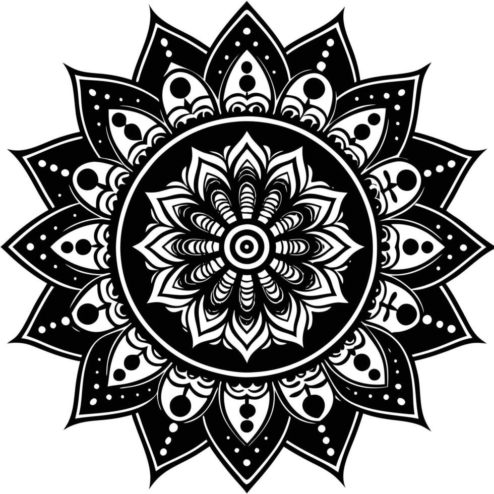 black and white mandala design white background vector