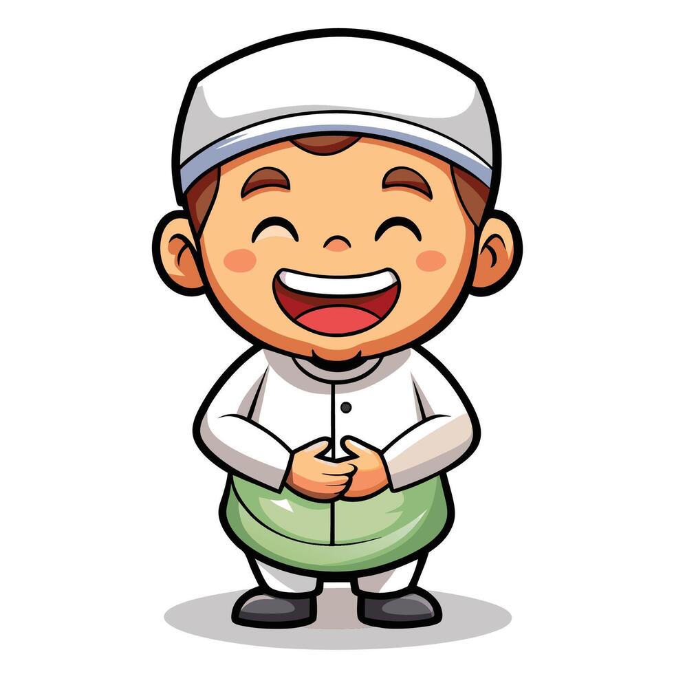 cartoon muslim boy with a smile vector
