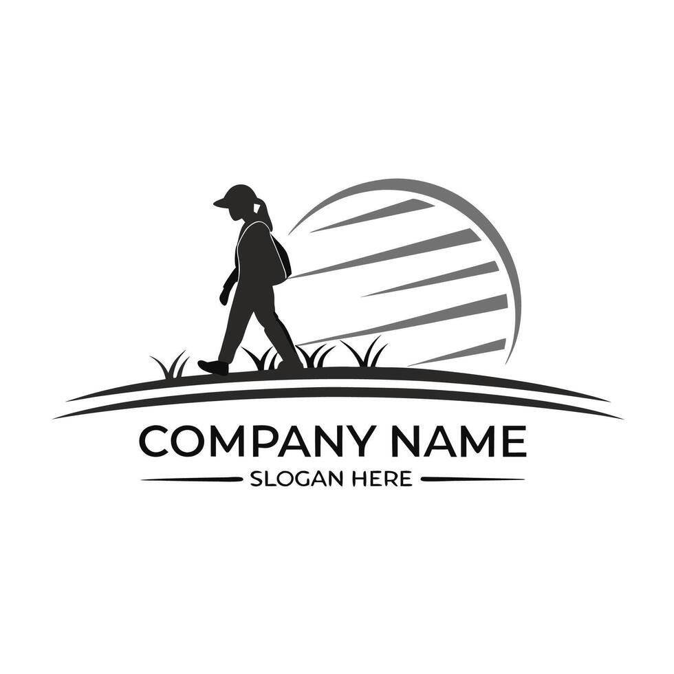 a logo for a company that is designed to look like a person walking vector