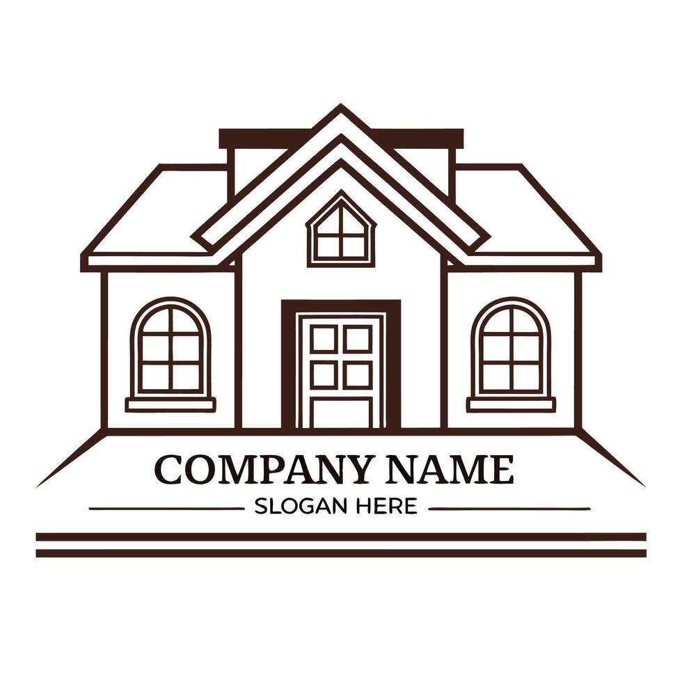 a house logo with window door white background vector