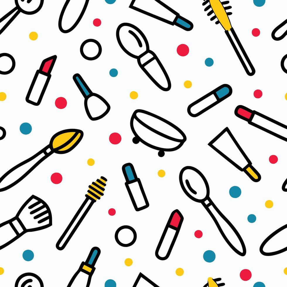 makeup brushes and other items are shown in this pattern vector