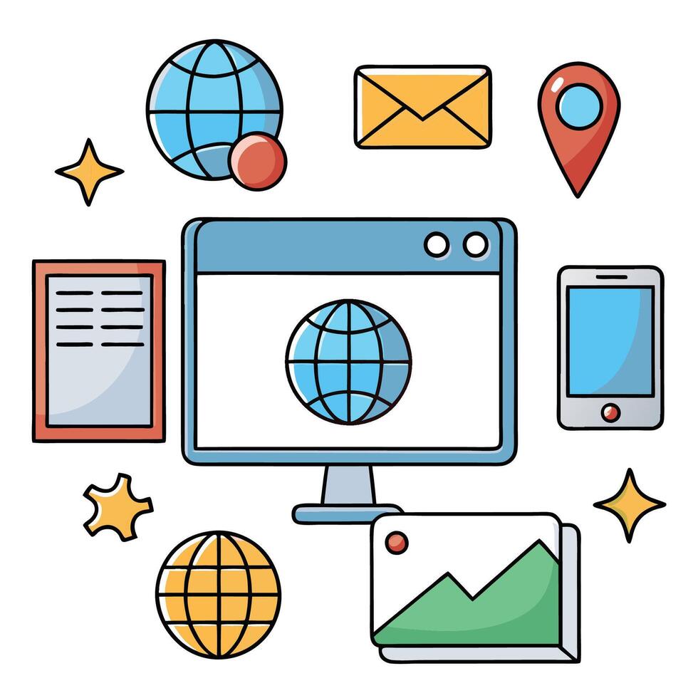 internet and web design icons illustration vector