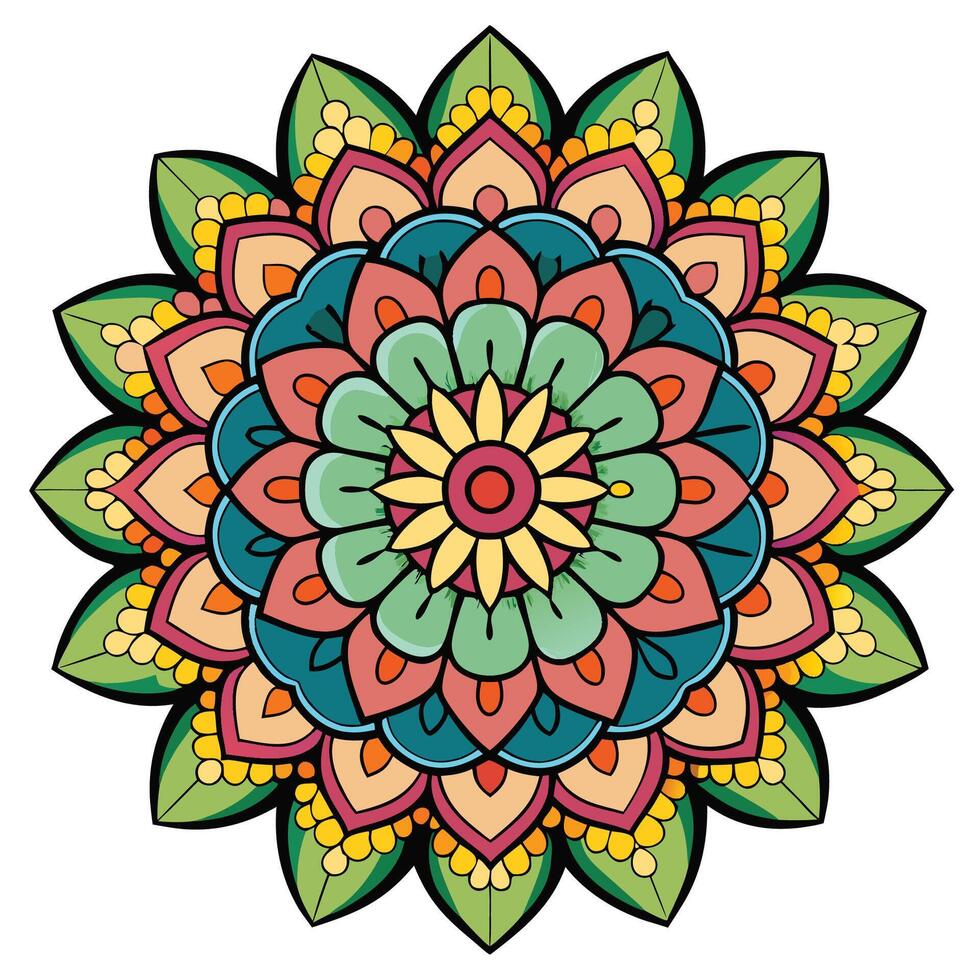 a colorful flower design with a circular white background vector