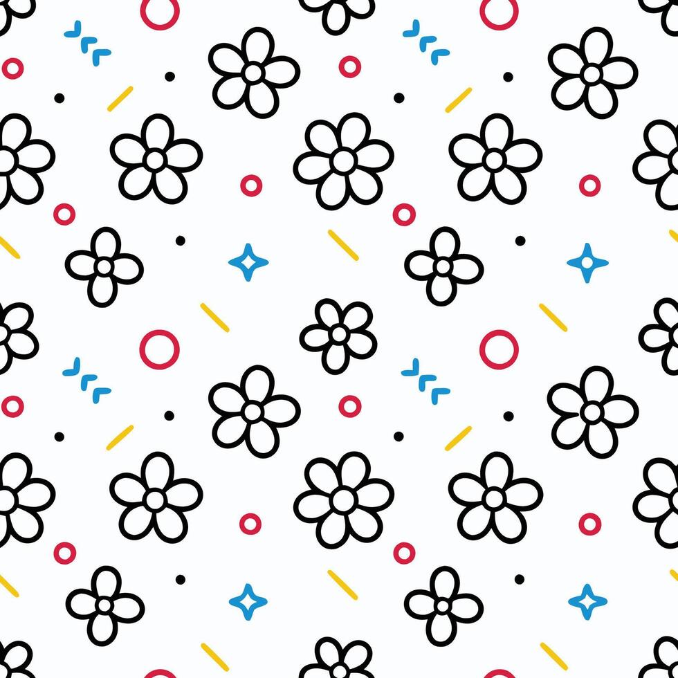 a pattern with flowers and circles, vector