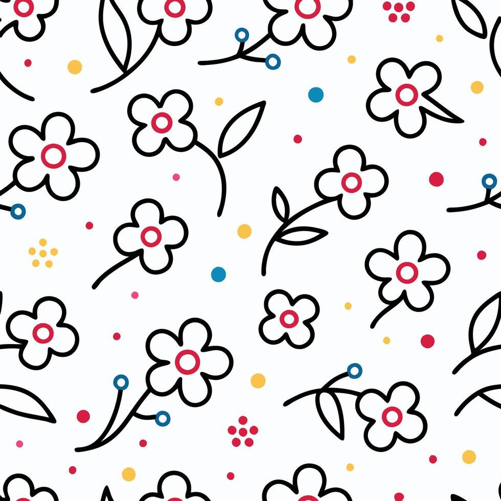 a pattern with flowers white background vector