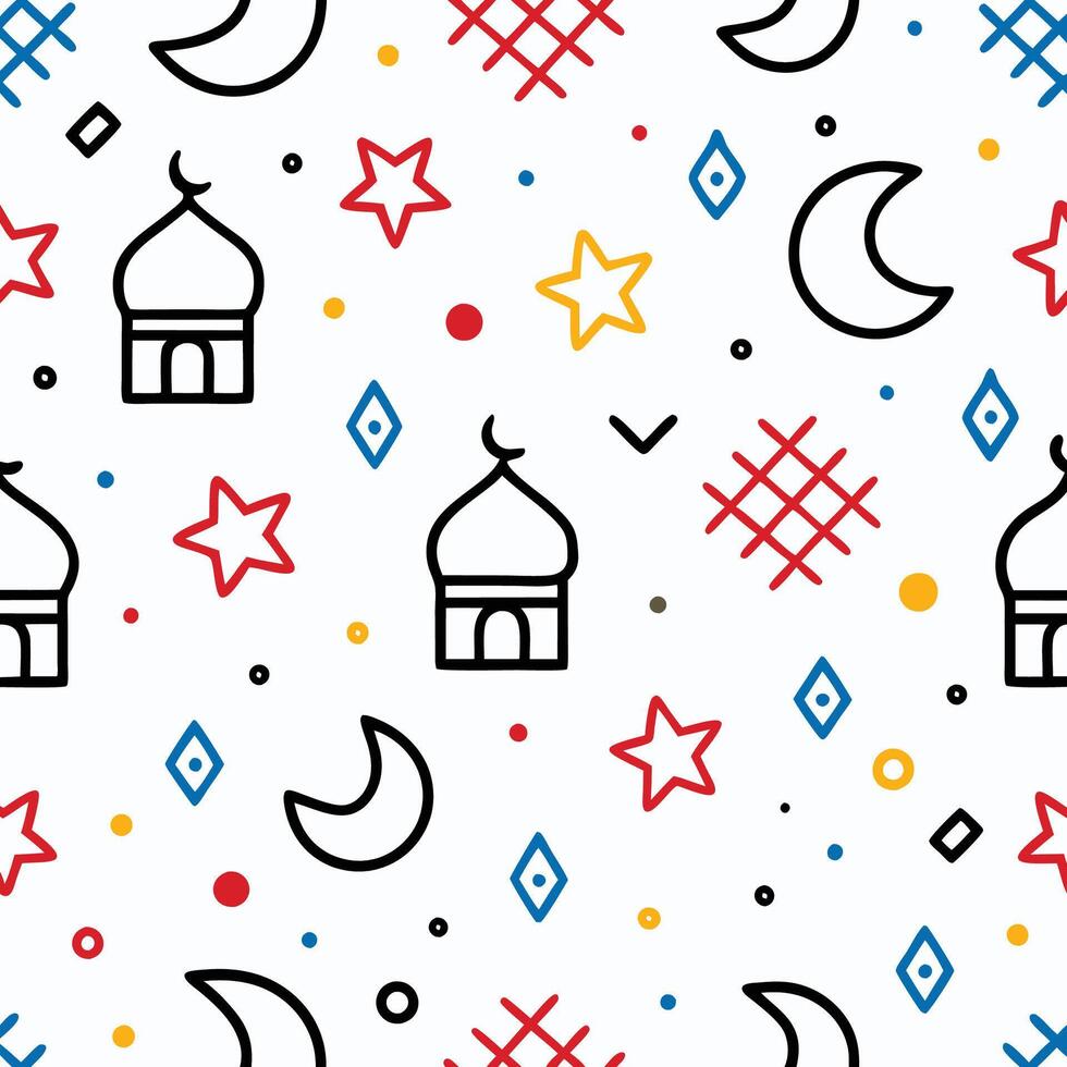 ramadan seamless pattern white background vector