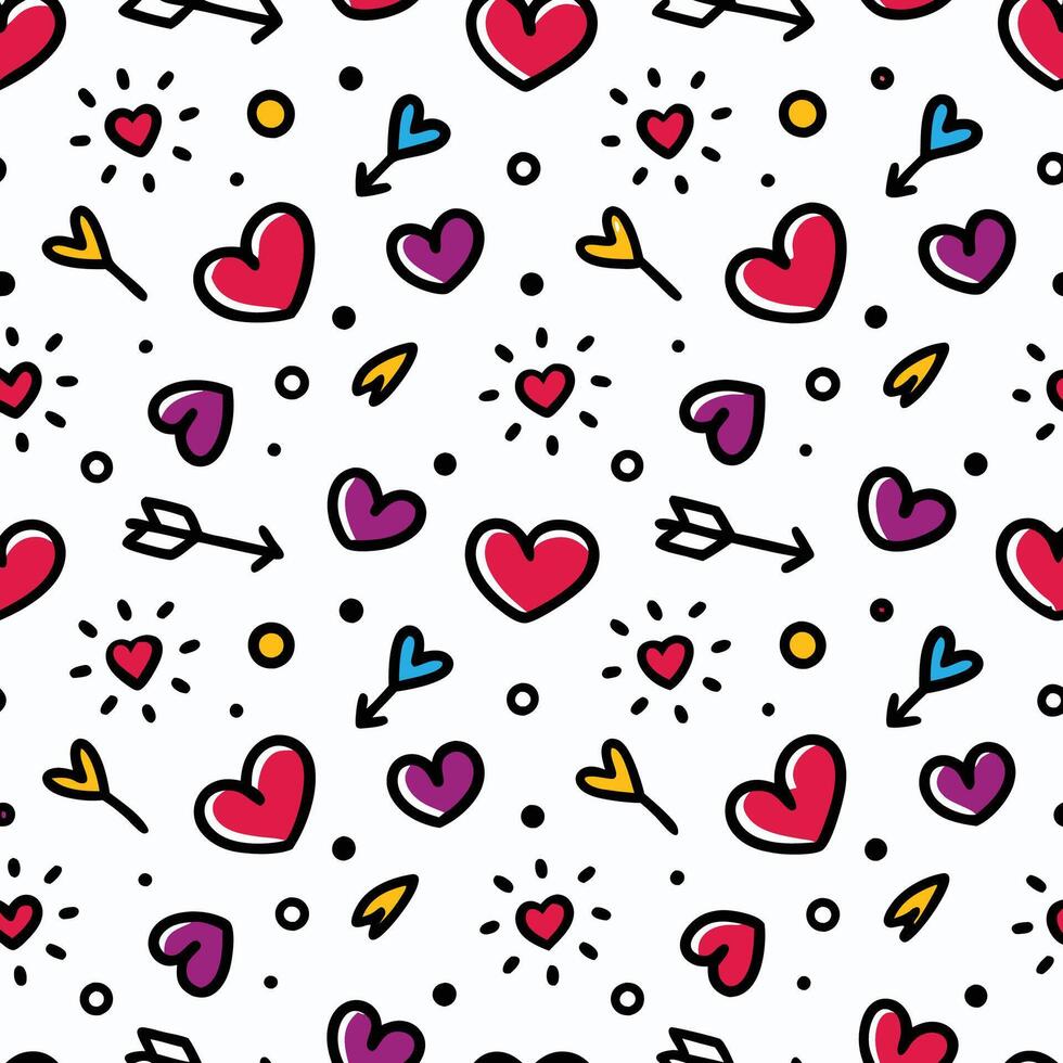 seamless pattern with hearts arrows on white backgroun white backgroundd vector