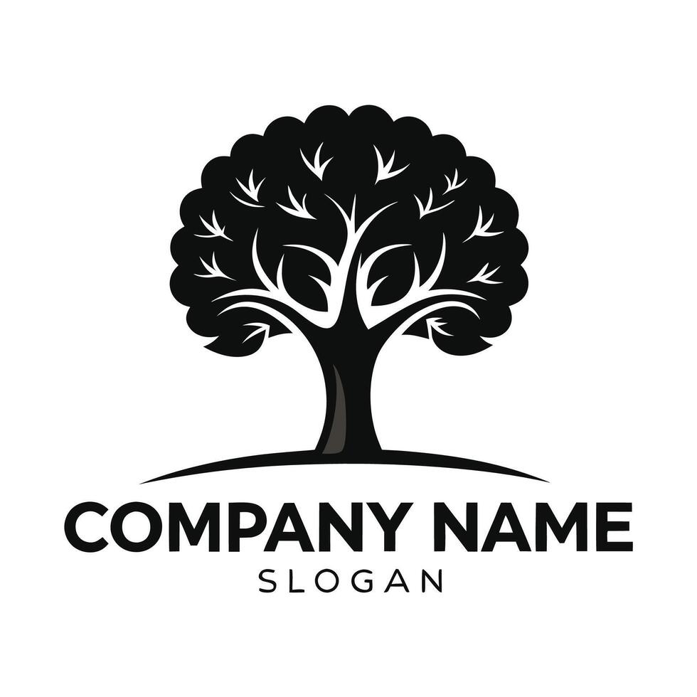 a black and white logo for a company tree white background vector