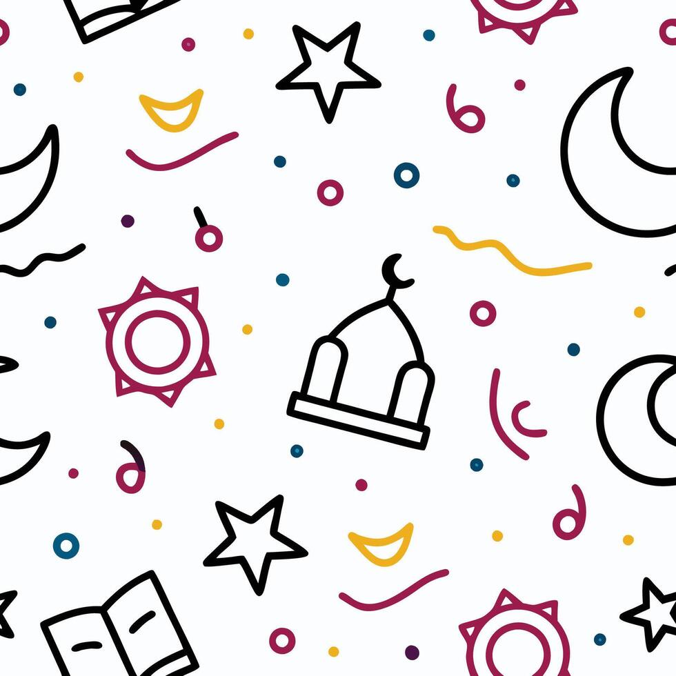 seamless pattern with islamic symbols, background vector