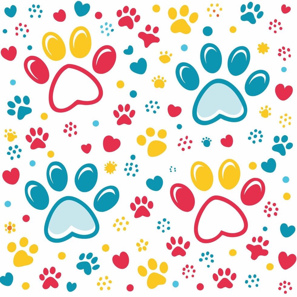 seamless pattern with paw prints , white background vector