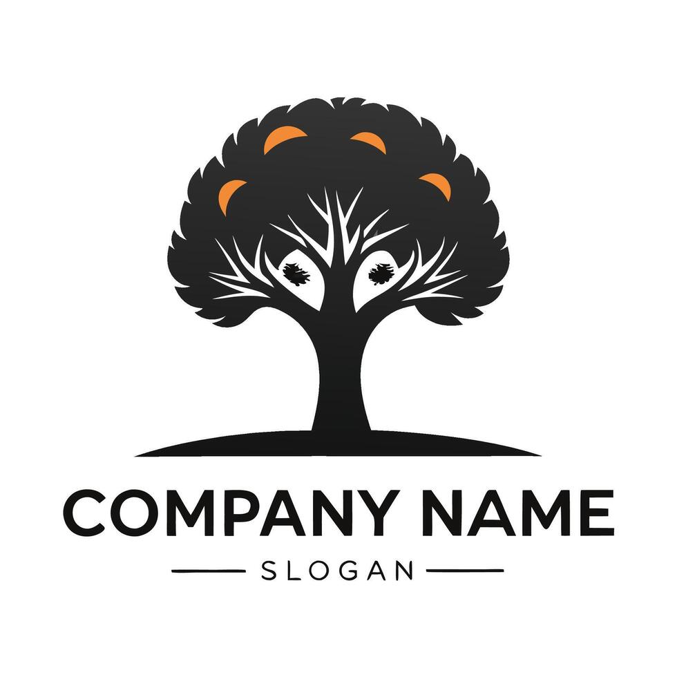 an abstract tree logo with a black and background white background vector