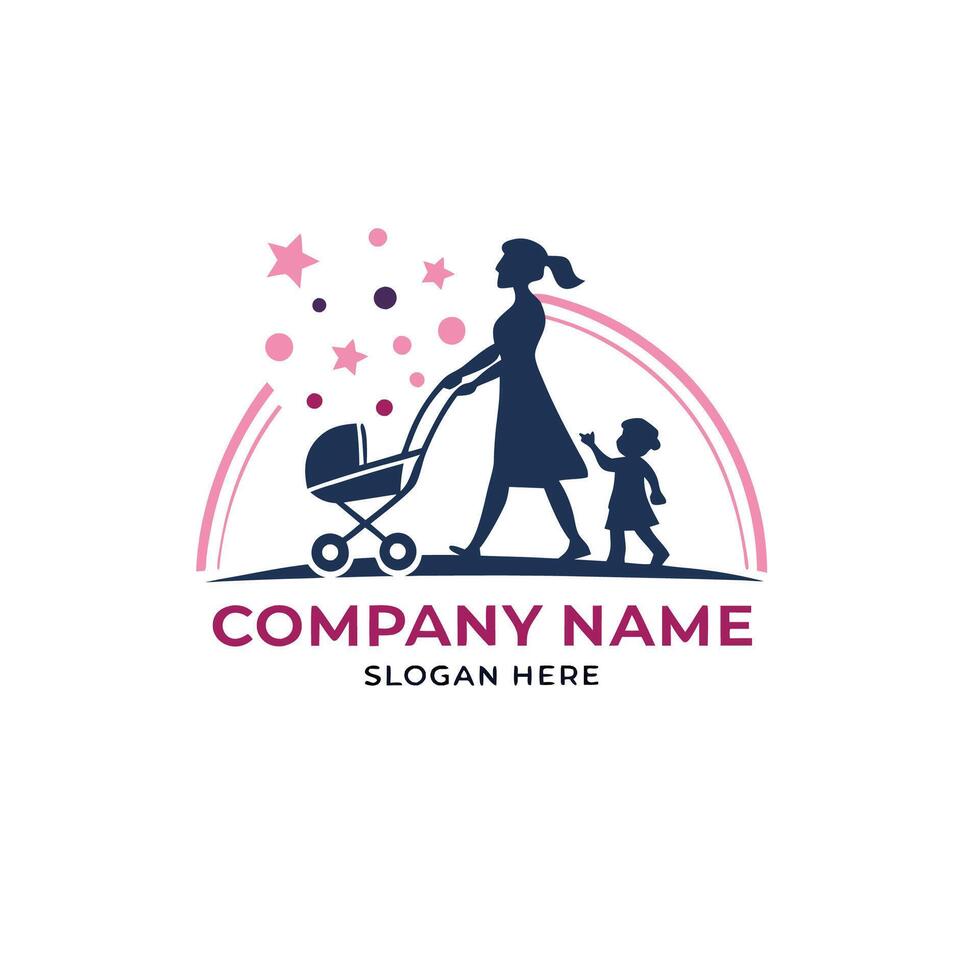 mother and child logo template white background vector