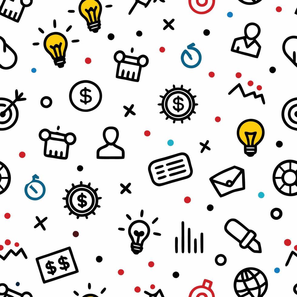 seamless pattern with icons and white backgrou white backgroundnd vector