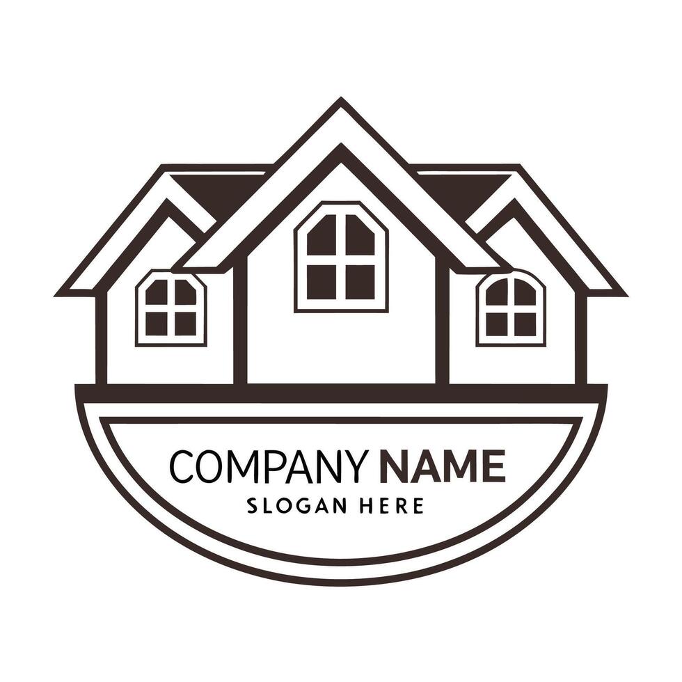 a house logo with window and roof white background vector