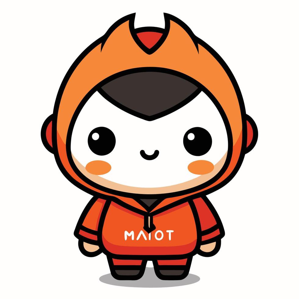a cartoon character wearing an orange hoodie white background vector