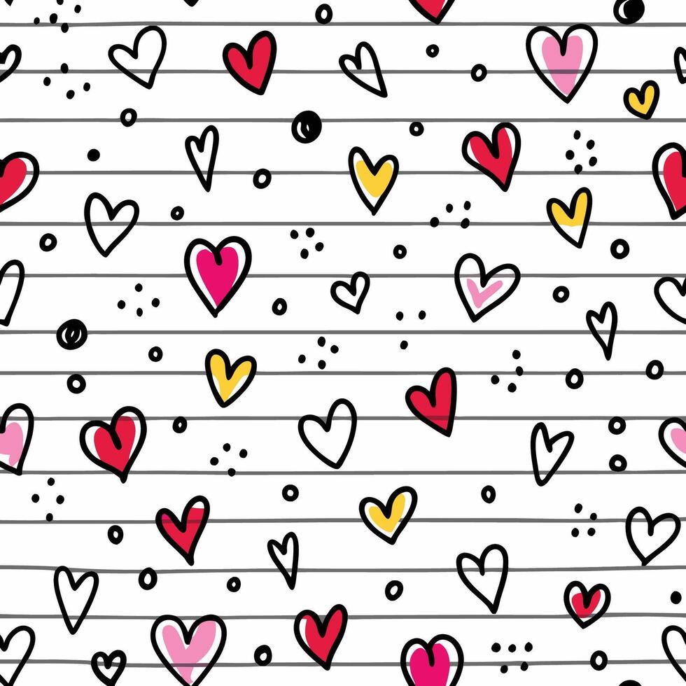 seamless pattern with hearts and dots on a white backgroun white backgroundd vector