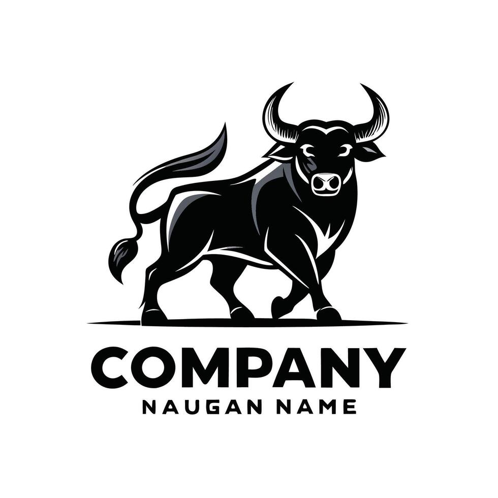 a black bull logo with the word company naugan white background vector