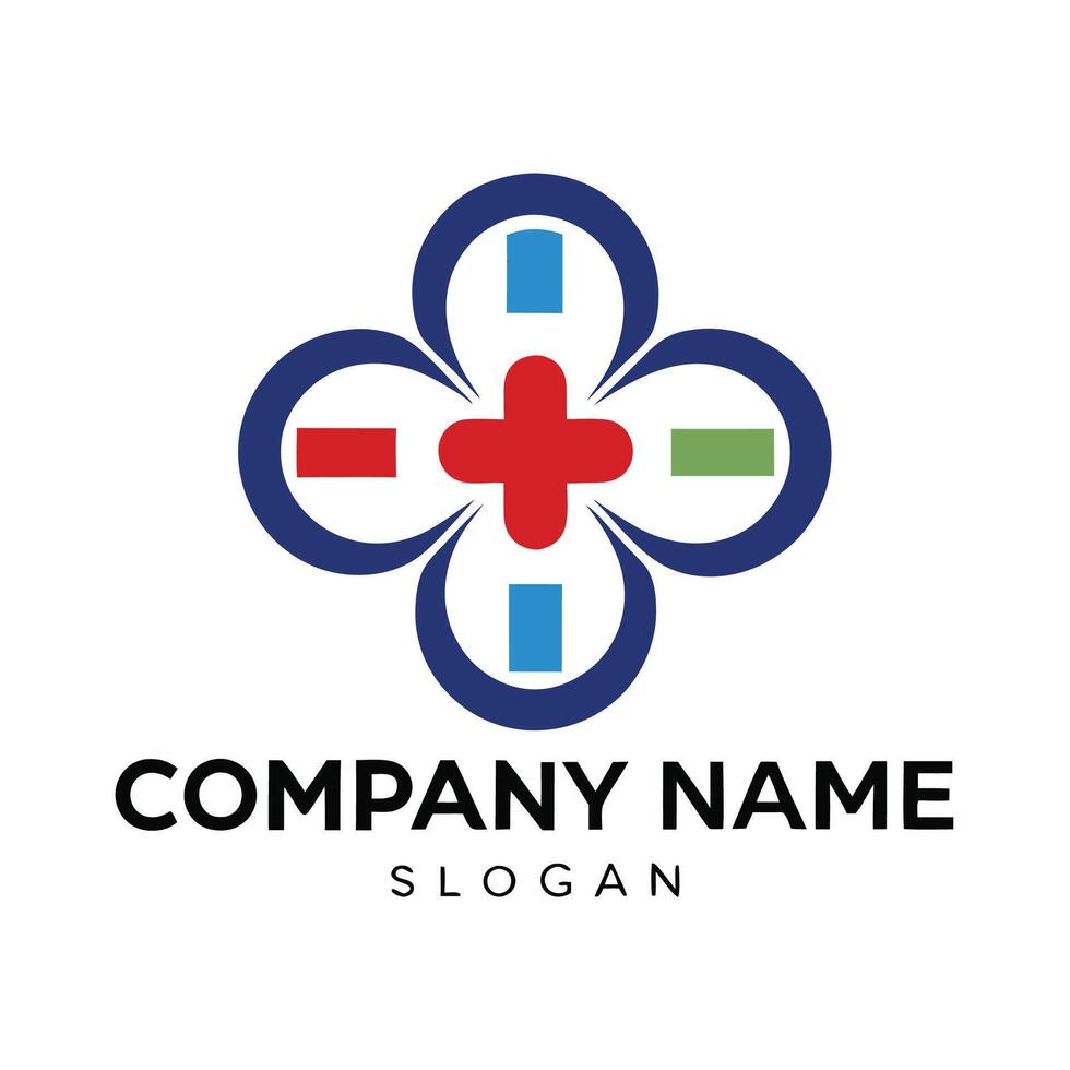a medical logo with a cross and a star white background vector