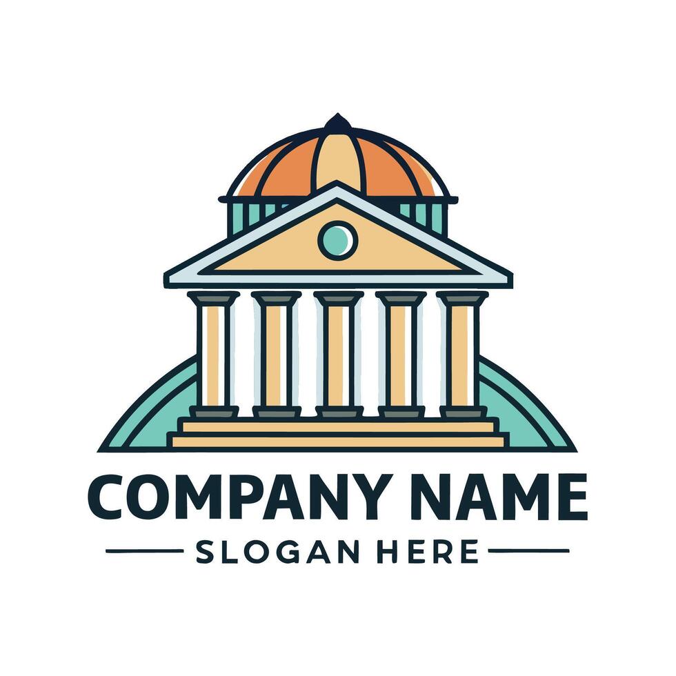 a building with a dome and columns logo white background vector