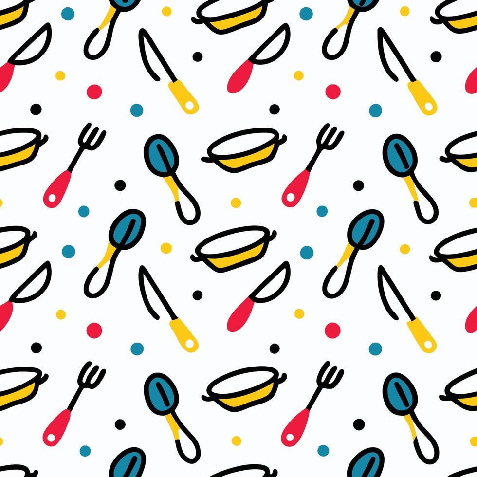 a pattern with kitchen utensils spoons background vector