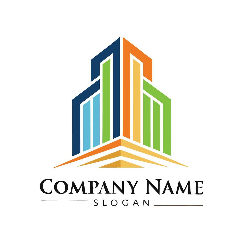abstract building logo design template white background vector