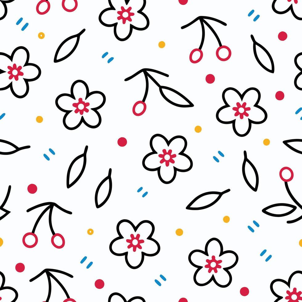 a pattern with flowers leaves a white background white background vector