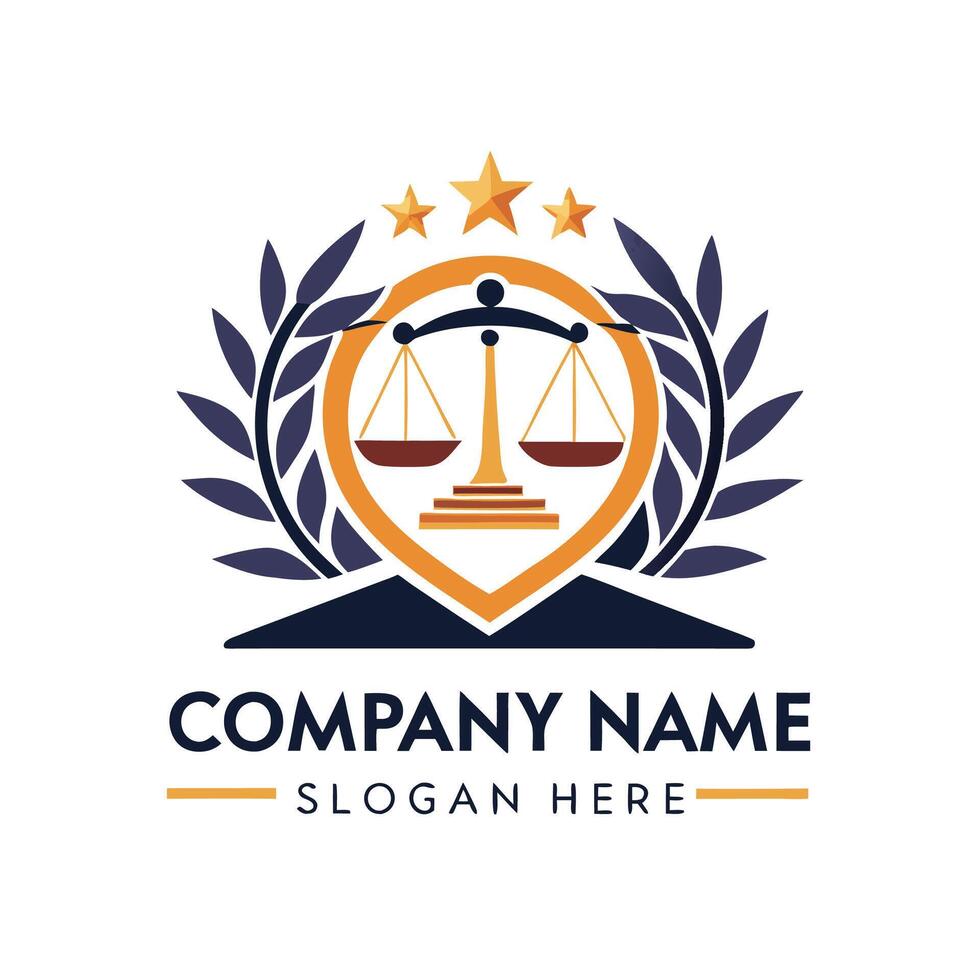 lawyer logo design template scales of justice white background vector