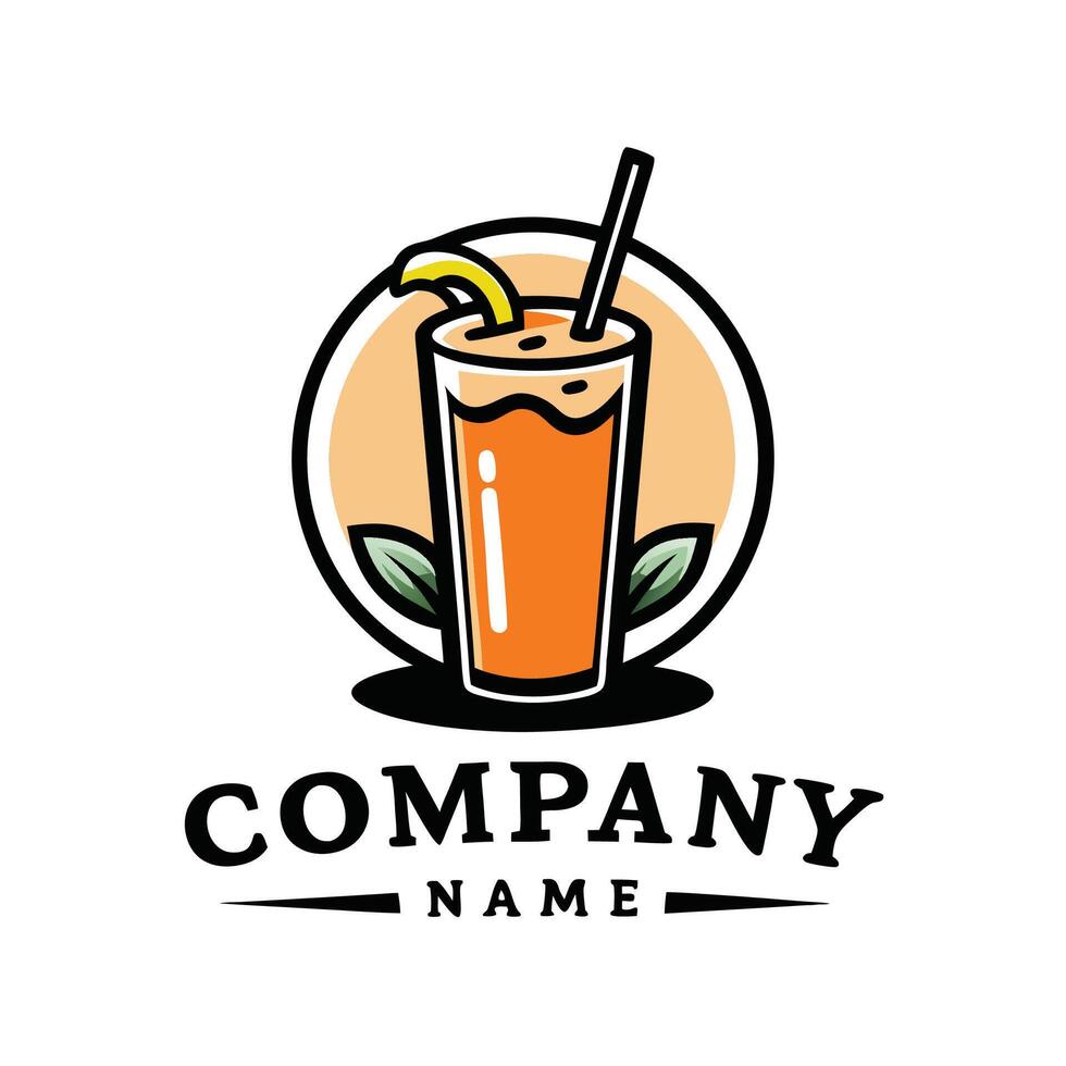 a drink with a straw and a slice of lemon in the middle white background vector