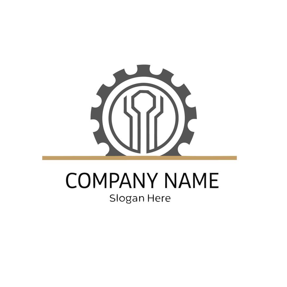 a logo for company that is made up of gears white background vector