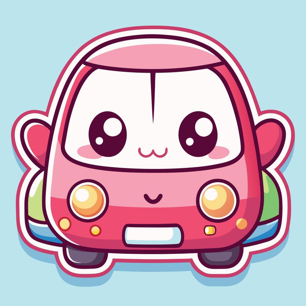 a cute car sticker with a smiley face white background vector