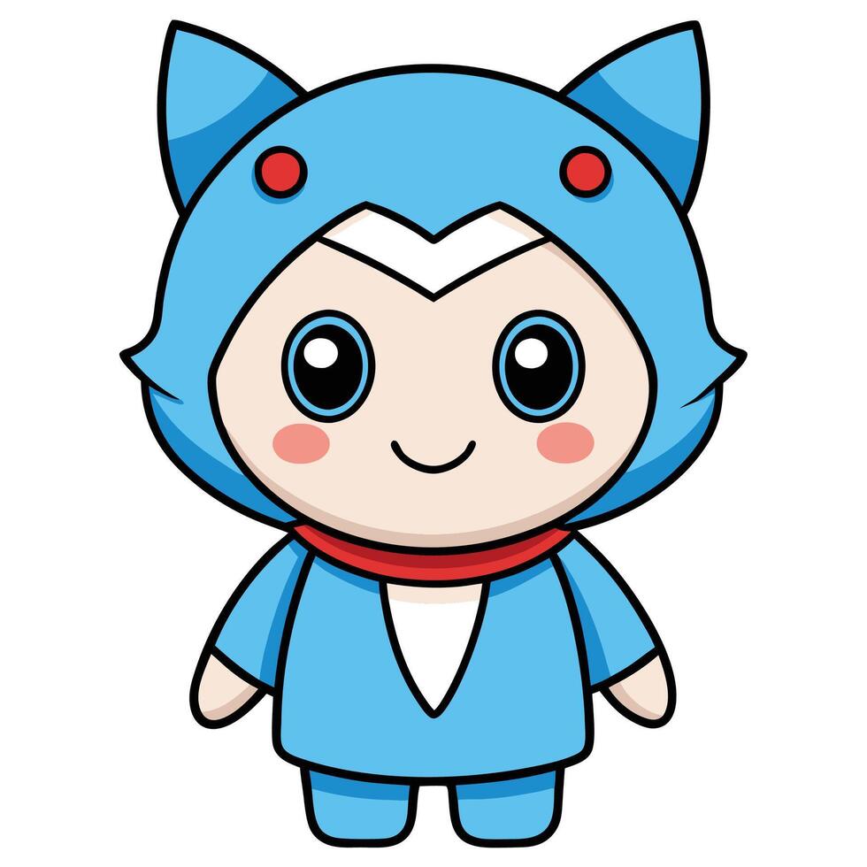 a cartoon blue cat with red eyes vector