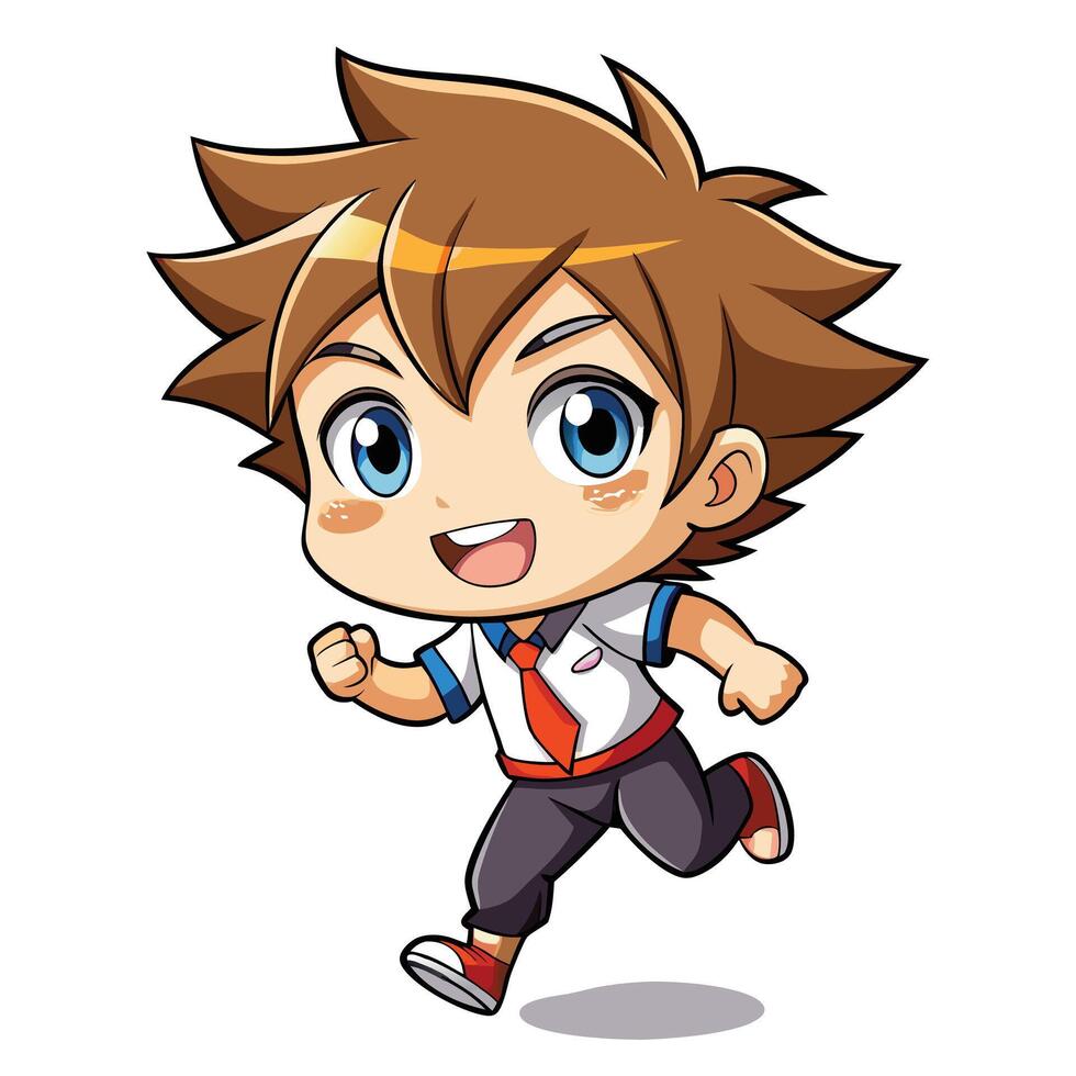 a cartoon boy running with his arms outstretched white background vector