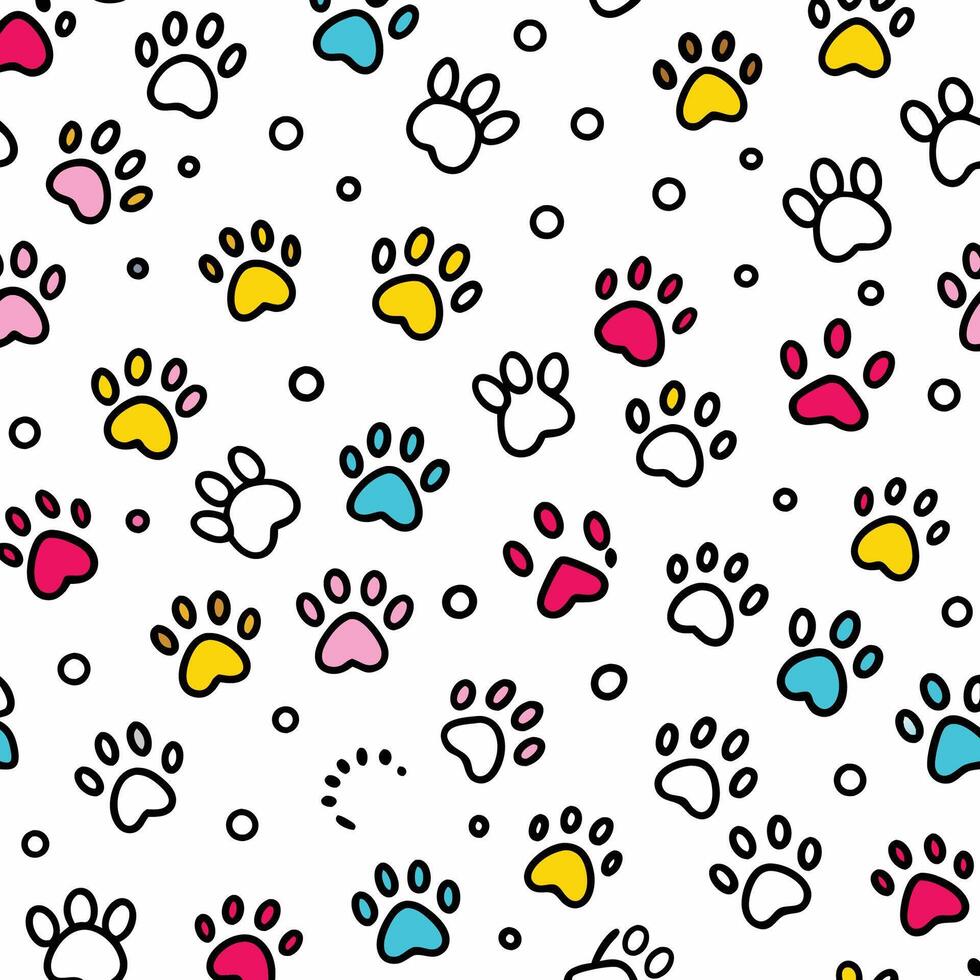 seamless pattern with paw prints on white background white background vector
