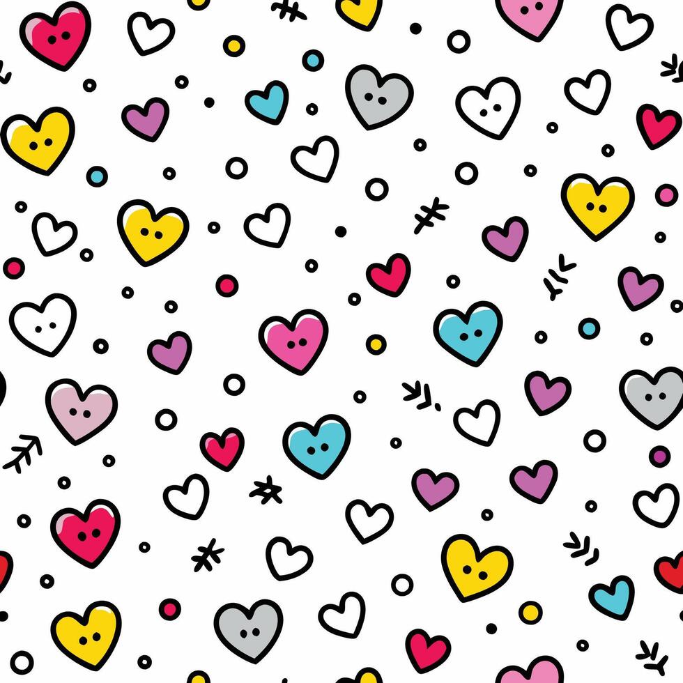 seamless pattern hearts and on white background white background vector