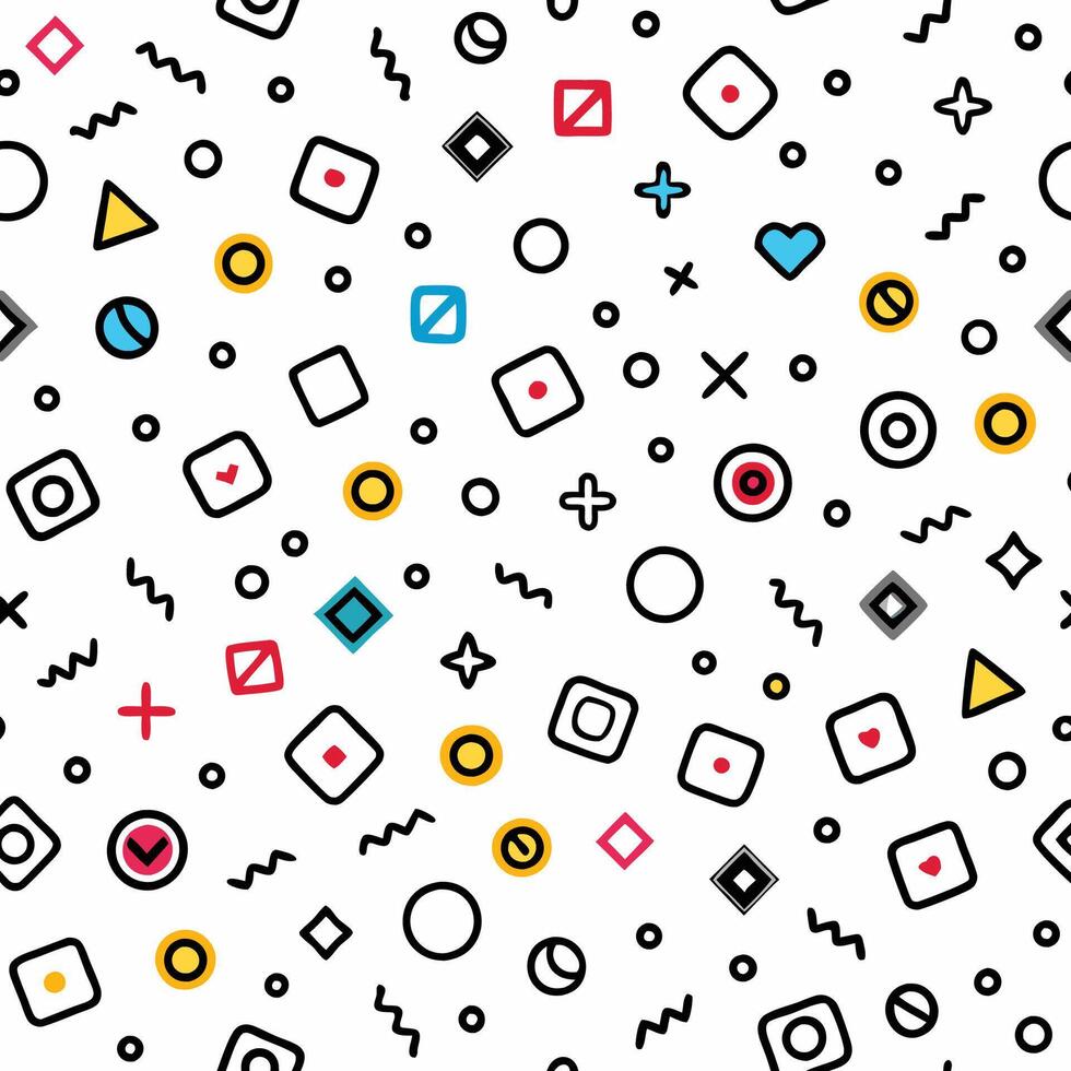 a colorful pattern with geometric shapes and circles white background vector