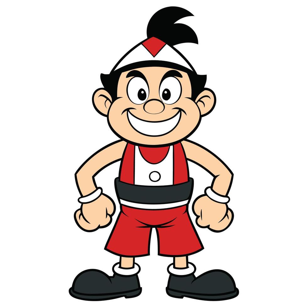 cartoon character of a man in red and white white background vector