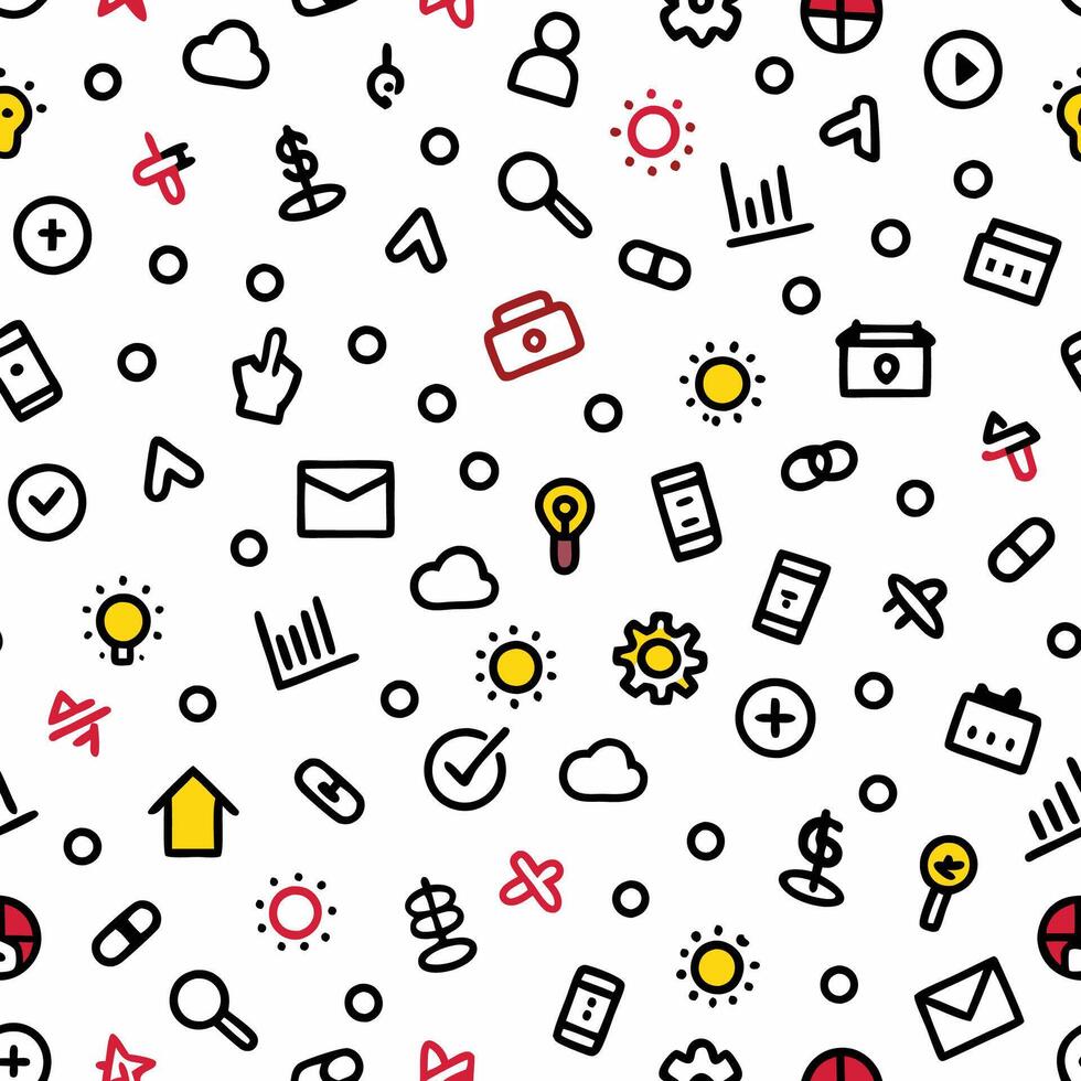 a seamless pattern with icons and white background vector