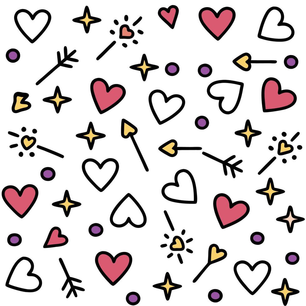 a pattern with hearts arrows white background vector