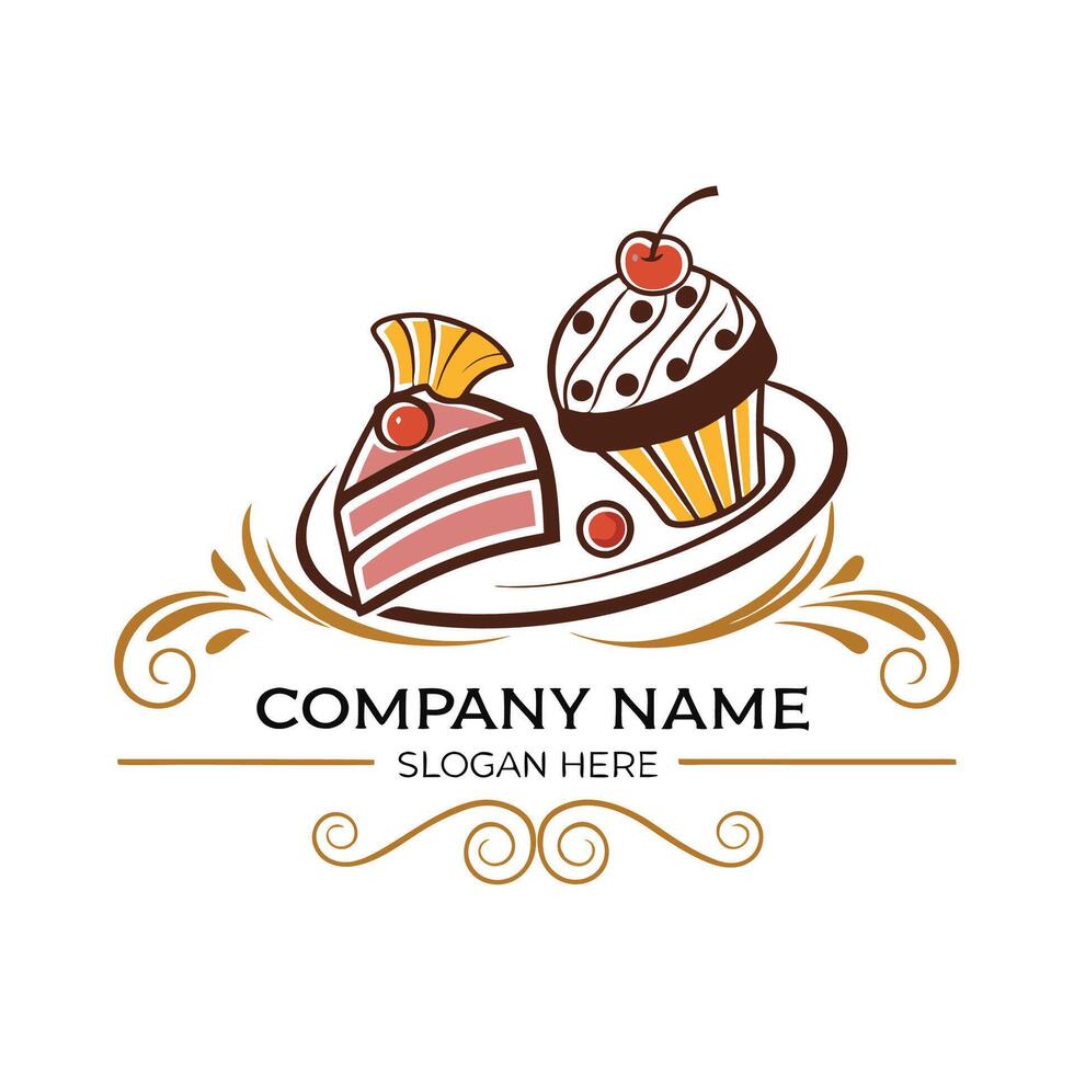 cake logo design white background vector