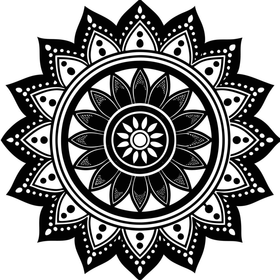 a black white mandala design white background, vector