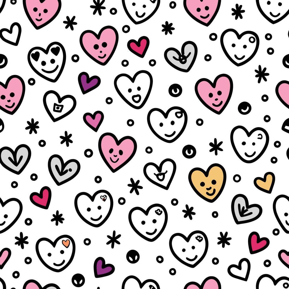a pattern with hearts and stars on it vector