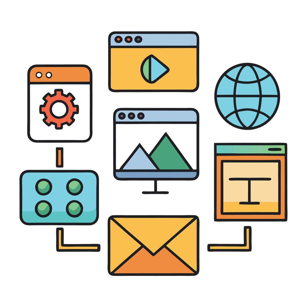 web development icon set illustration vector