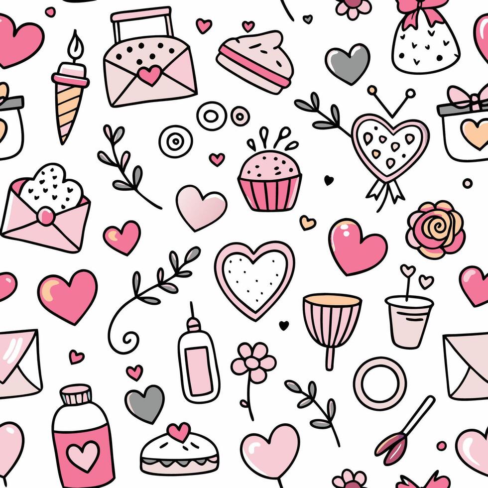 a seamless pattern wititems white background vector