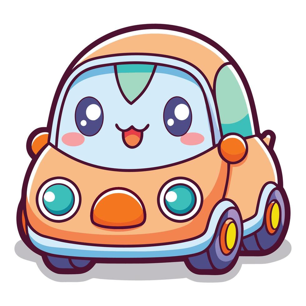 a cartoon car with a smiley white background vector