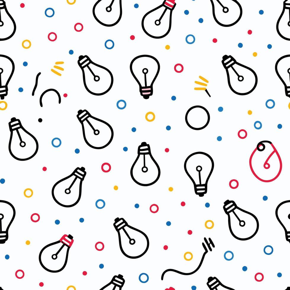 light bulb seamless pattern white background, vector