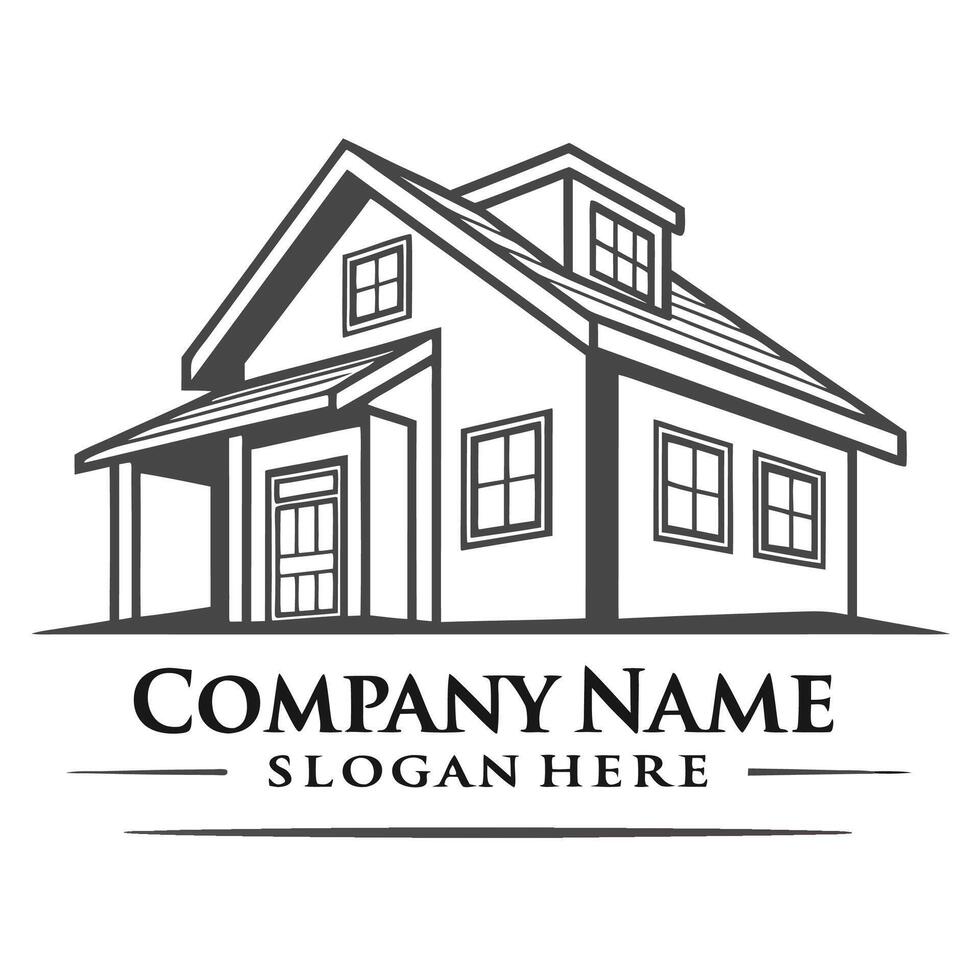 a house logo with a window and roof white background, vector