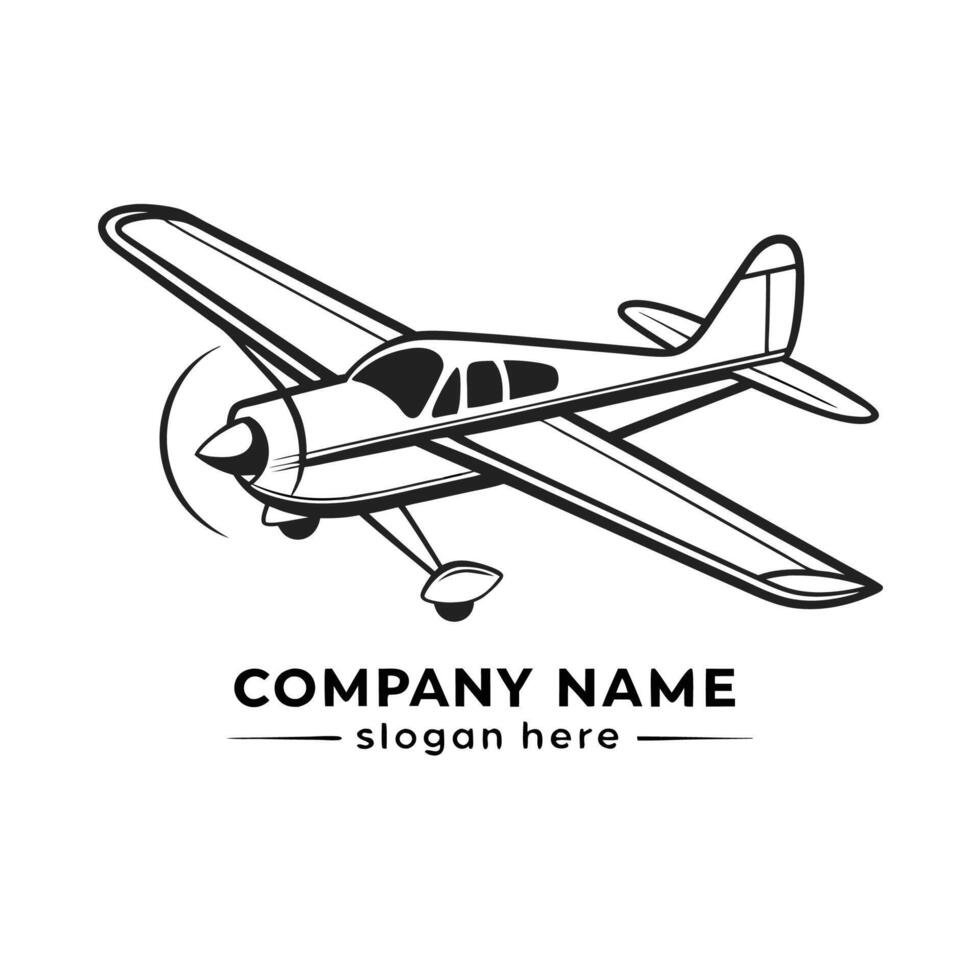 a black and white airplane logo design vector