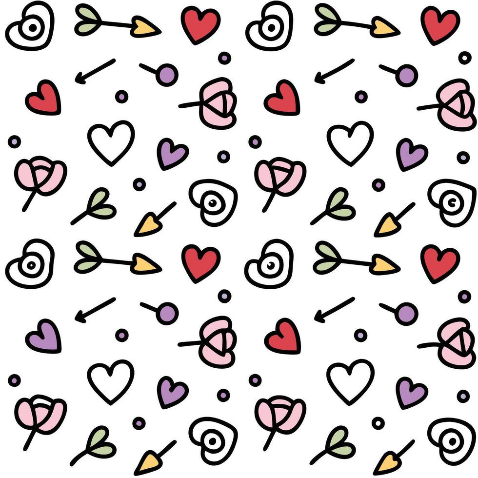 a pattern with hearts and arrows on it, vector